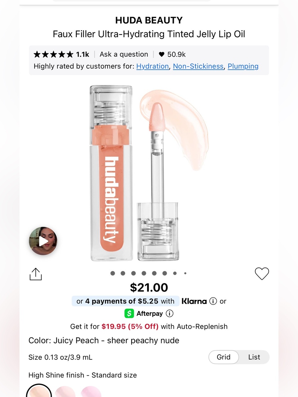 Huda beauty faux filler ultra-hydrating tinted jelly lip oil!